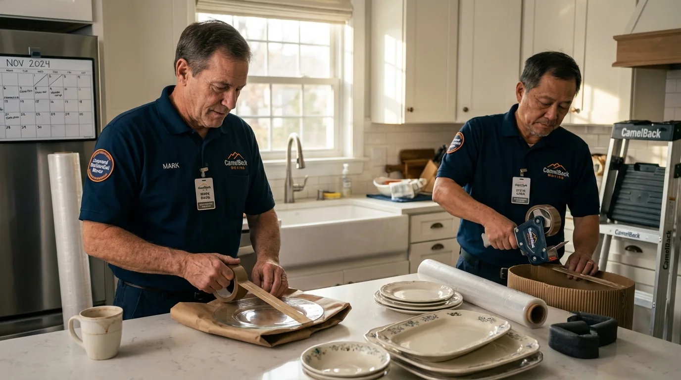 Professional crew packing kitchen dishware in Ontario, CA